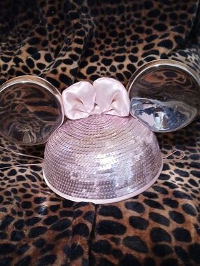 DISNEYLAND PARKS Pink Sequin Minnie Ear Headband with Satin Bow